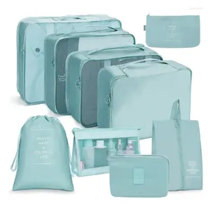 Opbergzakken 9 stks/set Reizen Waterdichte Make-up Digitale Kleding Sorteren Verpakking Tas Dames Schoenen Bagage Organizer