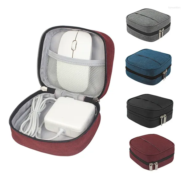 Bolsas de almacenamiento Adaptador Cable de datos de alimentación Auriculares Ratón Organizador impermeable portátil Estuche de viaje para el hogar Bolsa digital cuadrada