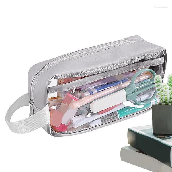 Sacs de rangement étui à crayons esthétique grande capacité sac porte-pochette organisateur Transparent maquillage bureau collège école cadeau pour adulte