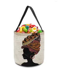 Sacs de rangement African Femme Spaper Basket Candy Bucket Portable Home Bag Hamper For Kids Toys Party Decoration Supplies