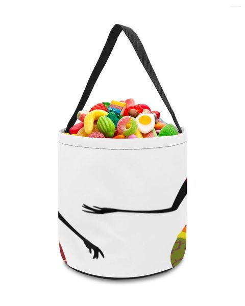 Sacs de rangement Femmes africaines Ethnique Blanc Panier Candy Seau Portable Sac à la maison Panier pour enfants Jouets Fournitures de décoration de fête