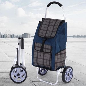 Sacs de rangement en aluminium, chariot de courses pliable et Portable avec sac d'épicerie en plein air, petit chariot lourd pour personnes âgées