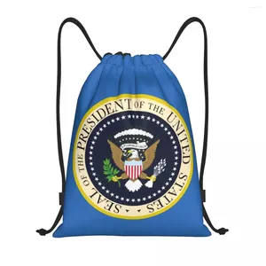 Sacs de rangement American Presidential Seal DrawString sac à dos Sac à dos sportif pour hommes femmes USA Trump Vote électoral Sac à dos