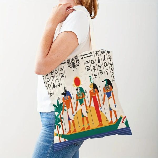 Sacs de rangement Ancient Egypt Totem Pharaoh Pattern Handbag 30x35cm Sac à bandoulière vintage