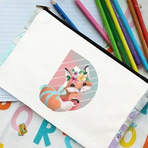 Bolsas de almacenamiento letra de animales impreso bolso lápiz kawaii stentilionaly box suministros escolares de bolsa de compra de viaje regalos cosméticos para niños