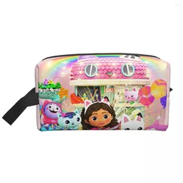 Sacs de rangement Films d'anime animées Sac de maquillage de maison de poupée Gabbys pour femmes Travel Cosmetic Organisateur Fashion Toitrage