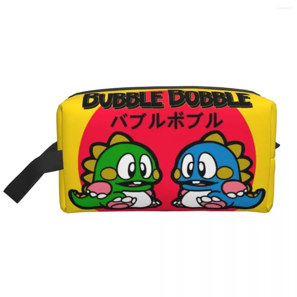 Sacs de rangement des jeux d'arcade Bubbles Bobble Makeup Sac pour femmes Organisateur cosmétique de voyage Kawaii Toitrage