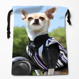 Sacs de rangement Arrivent Chihuahua Dog Trawstring Custom Imprimé Sac de réception Type de compression Taille 18 22cm