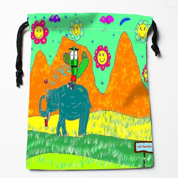 Bolsas de almacenamiento Arte Elefante Cordón Personalizado Impreso Recibir Bolsa Tipo de compresión Tamaño 18X22cm