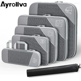 Sacs de rangement Ayrollva Vêtements de voyage à bagages Portable Pliable Bag Organizer Set Suitcase Lightweight For Men Women 6PCS