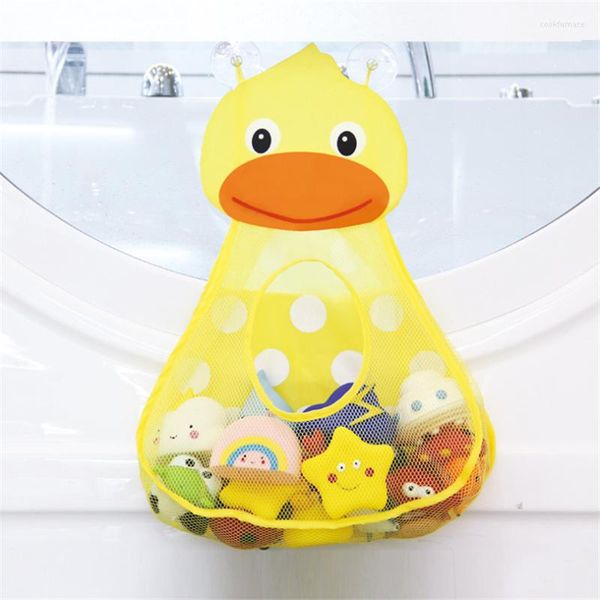 Bolsas de almacenamiento Juguetes de baño para bebés Pato Rana Malla Red Bolsa de juguete Tazas de succión fuertes Juego Organizador de baño Agua para niños