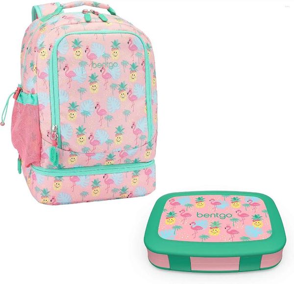 Bolsas de almacenamiento mochila mochila juego de bolsas de almuerzo con caja de impresiones para niños (tropical) Insertar Organizador Cubos de empaquetado Equipaje de viaje M