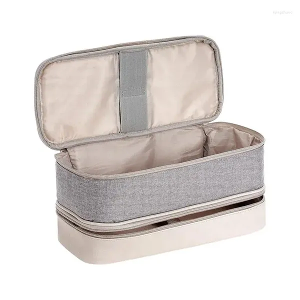 Bolsas de almacenamiento Bolsa para herramientas para el cabello Estuche de transporte de viaje Herramienta de doble capa Maquillaje Organizador de baño