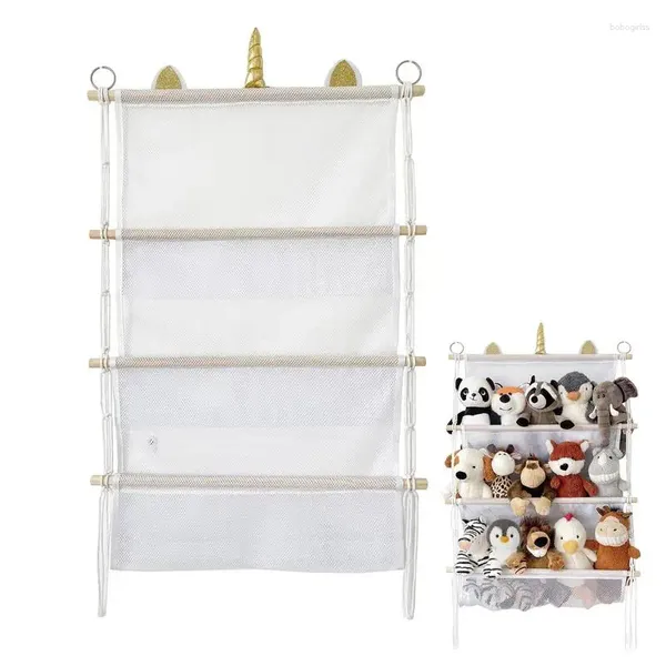 Sacs de rangement Sac pour peluches Enfants Dessin animé Panier Organisateur de plage Bébé Salle de bain Maille Bain Mur Net Cintre Titulaire