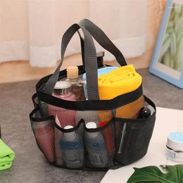 Sacs de rangement sac Portable maille plage bain bain 8 poches Transparent voyage toilette étanche Durable