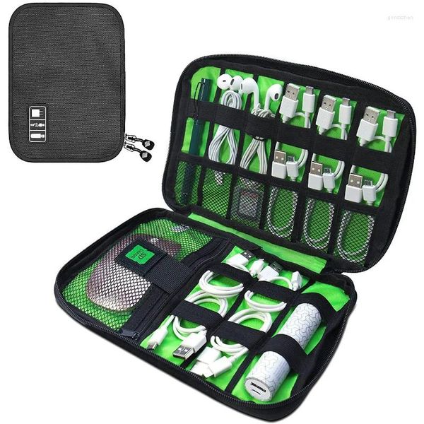 Sacs de rangement sac USB Data Cable Organisateur pour les écouteurs métal à stylo Power Bank Travel Kit Case Pouch Electronics Accessoires