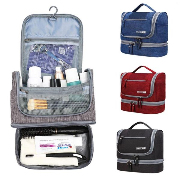 Sacs de sacs de rangement avec lavage de maquillage de séparation humide et sec multifonctionnelle pour voyager à grande capacité portable suspendu b