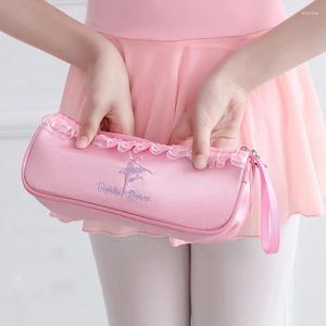 Opbergtassen Ballet Dance Pink Girls Sportschoenen Bag Lace Decoratie Jurk Handtas met ritssluiting Mesh Pocket