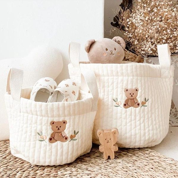 Sacs de rangement paniers organisateur décoratif bacs sac fourre-tout sac à main avec broderie pour couches bouteilles serviettes jouets vêtements de bébé