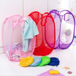 Opbergtassen manden wasserette kledingmandtas opklapbaar gemakkelijk open mesh mand voor college slaapzaal