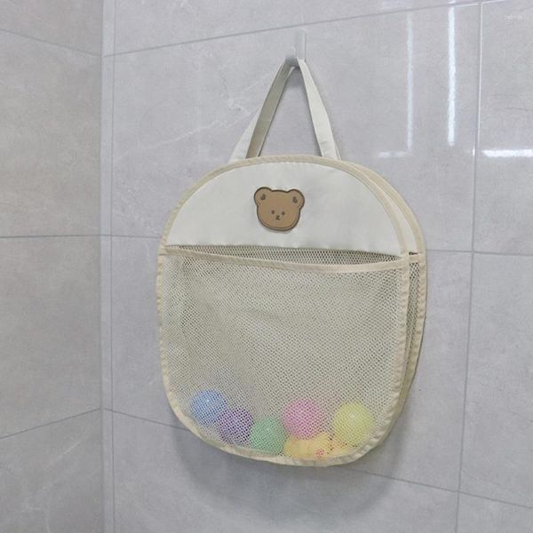 Bolsas de almacenamiento Bolsa para colgar en el baño Juguete de malla transparente Capas dobles Asas suaves Cabeza de gran capacidad