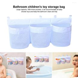 Sacs de rangement Pouche de salle de bain Sac jouet en mesh respirant avec trois poches pour bébé toys de bain.