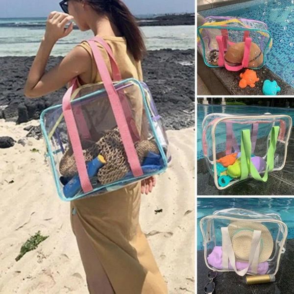 Bolsas de almacenamiento Bolsas de playa Homenaje Handbag Accessory impermeabilizando el agua Plegable Alta capacidad Ver a través de la cremallera suave Multi-Purpos