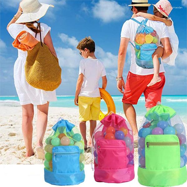 Bolsas de almacenamiento, bolsa de playa, bolsa de mano, malla plegable para niños, gran capacidad, juguetes de viaje, mochila portátil de red