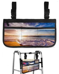 Opbergzakken Beach Sunset Natural Scenery Rolstoeltas Met Zakken Armsteun Zijkant Elektrische Scooter Loopframe Pouch