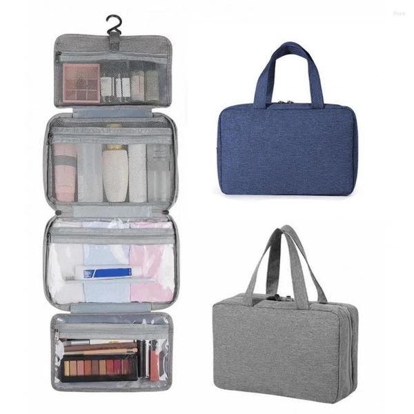 Sacs de rangement porte-beauté avec poignée imperméable Polyester suspendu vide cosmétique conteneur pochette accessoires de voyage