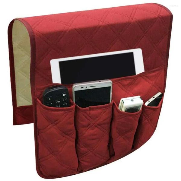 Bolsas de almacenamiento Bolsillos para cama Sofá Organizador de reposabrazos Bolsa colgante con tubo de PVC Soporte de control remoto de TV de gran capacidad