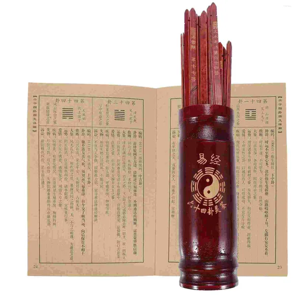 Bolsas de almacenamiento mendigando selecciones de madera de madera cubo de barras de juego retro palitos chino adivinación fortuna console