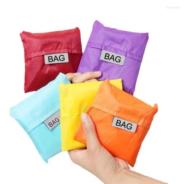 Sacs de rangement Grand sac à provisions pliable écologique Sac à main à bandoulière portable réutilisable pour voyage épicerie simple couleur unie