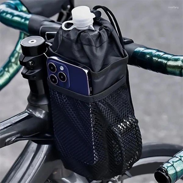 Bolsas de almacenamiento Bolsa de soporte de botella de agua para bicicleta Portavasos de bicicleta aislados Contenedores de bebidas con bolsillos de malla Viajes