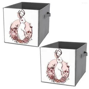 Sacs de rangement bacs jackalope pour femmes vintage lavage unisexe de pliage graphique multifonctionnel