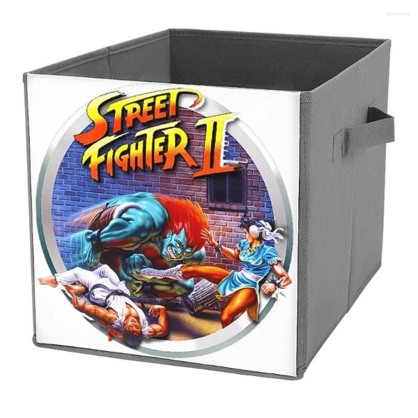 Sacs de rangement Bacs Street Fighter II à vendre Boîte pliante Anti-poussière Chambre pratique Chambre à coucher unique Livres de séjour Poignée sur