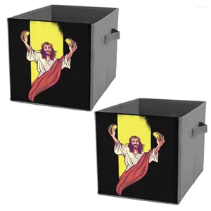 Bolsas de almacenamiento contenedores taco jesus ringer femenino unisex a prueba de polvo de la caja plegable premium La mano se puede doblar la tela de tela