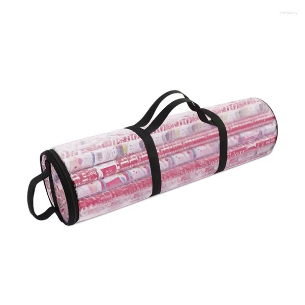 Bolsas de almacenamiento Estante para pájaros Bolsa de papel para envolver Navidad Durable debajo de la cama Organizador de envoltura de regalo de Navidad Asas fáciles de transportar Claro