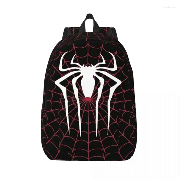 Bolsas de almacenamiento Tela de araña negra y roja para hombres mujeres estudiante escuela mochila mochila media universidad al aire libre