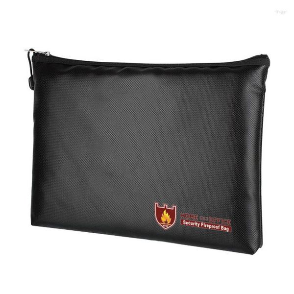 Sacs de rangement noir Double face sac ignifuge pochette résistante à l'eau pour LiPo batterie argent Document outils multifonctions