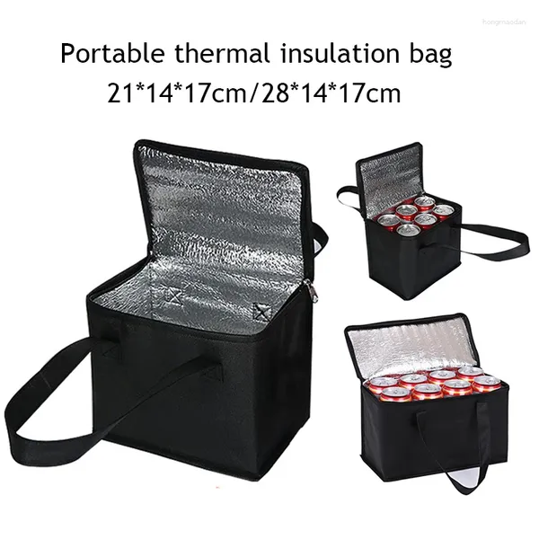 Sacs de rangement sac à lunch thermique noir portable isoléise fraîche Camping Bento Conteneur pour enfants sac à main de grande capacité
