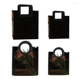 Sacs de rangement Black Transparent Soft PVC Gift Tote Emballage avec boucle de main Plastique transparent 50 lb