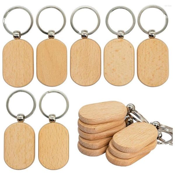 Bolsas de almacenamiento Etiqueta de llave de madera en blanco Diy Llaveros de madera Grabado en blanco Paquete de 20