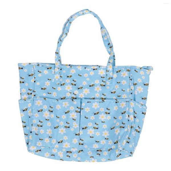 Bolsas de almacenamiento Bolsa de abejas azules Bolsa de gran capacidad Portable Crochet de equipaje para anzuelos Agujas de tejido