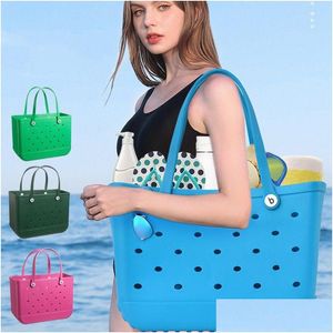 Bolsas de almacenamiento Bogg Bag Sile Beach Tote personalizado Moda Eva Plástico Mujeres Verano Drop Entrega Home Garden Housekee Organización DHH7B