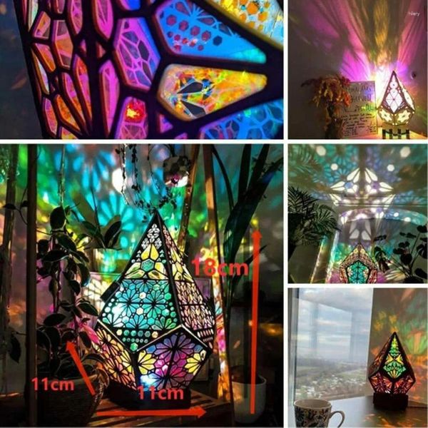 Sacs de rangement Bohemian Light Polar Star Lampe en bois LED Colorful Diamond Lights for Home Decor Wedding Christmas