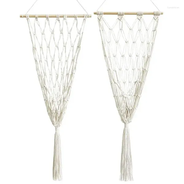 Sacs de rangement Boho Macrame Wall Hang Net Bohemia pour jouets Organisateur d'angle Chambre de chambre