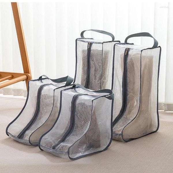 Sacs de rangement pour bottes, sac étanche à la poussière, Transparent, Protection des chaussures, poche Portable à fermeture éclair, voyage domestique