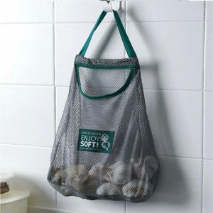 Sacs de rangement respirant maille filet sac d'épicerie support organisateur cuisine mur oignon ail légumes suspendu distributeur en plastique