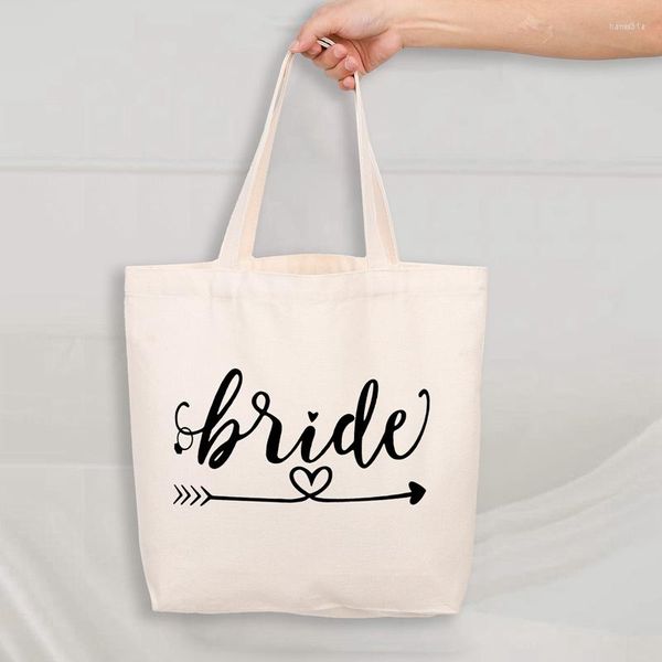 Sacs de rangement Bridal Bachelorette Party Shopping Tote Toile Sac Casual Mariage Femme Épaule Équipe Mariée Graphique Mode Femmes Sac à main